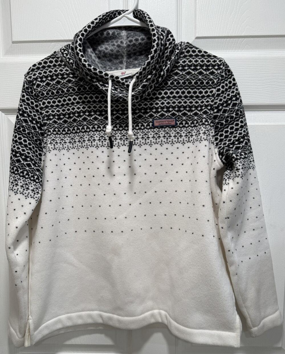 Vineyard Vines Fair Isle Sweater Fleece Funnel Neck Shep Shirt Ivory Size Medium